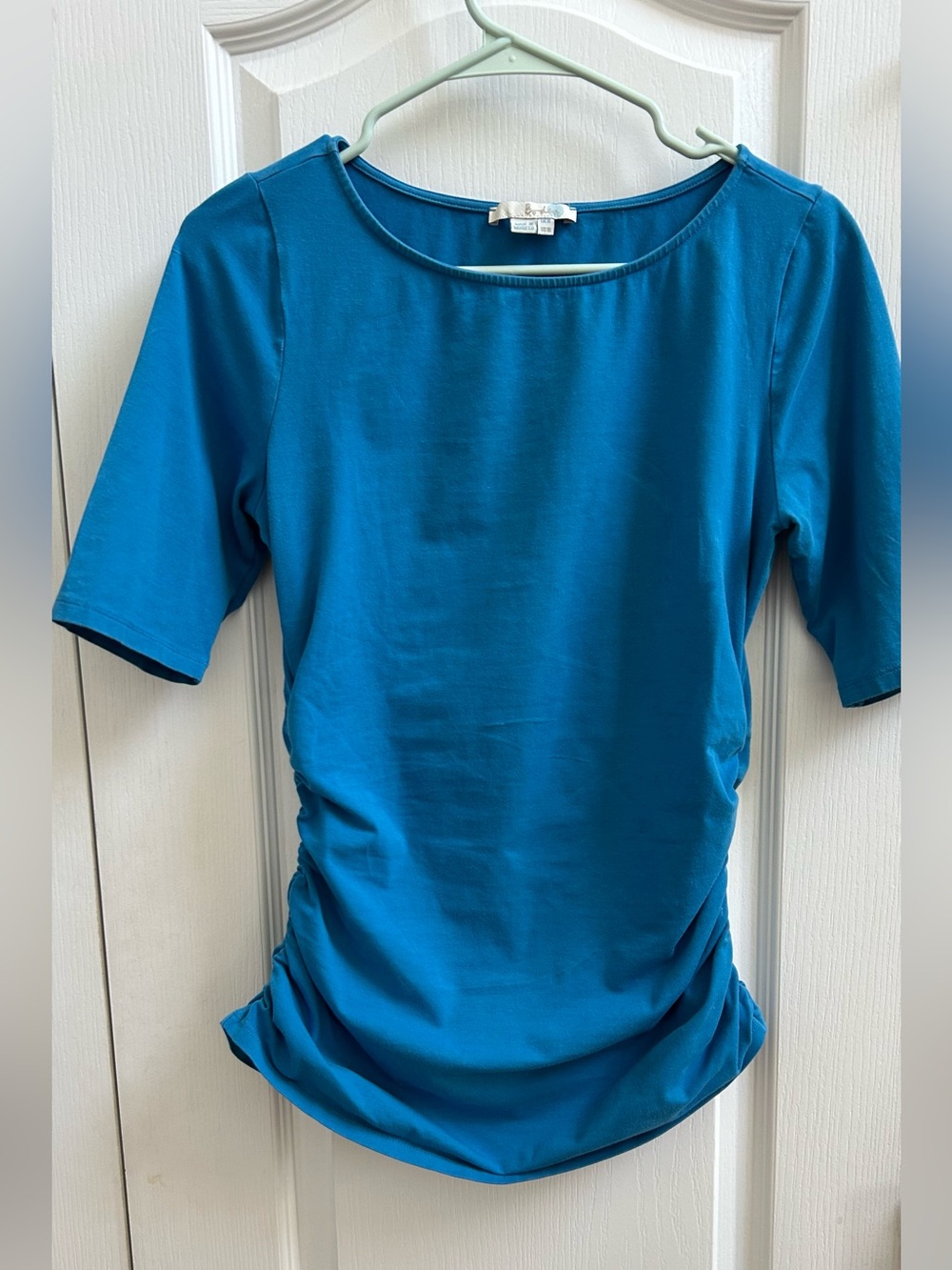 Boden Teal Short-Sleeve Ruched Side Tee